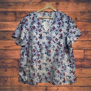 5‎ for $25🔥Absolute Purple Floral Scrub Top 2XL